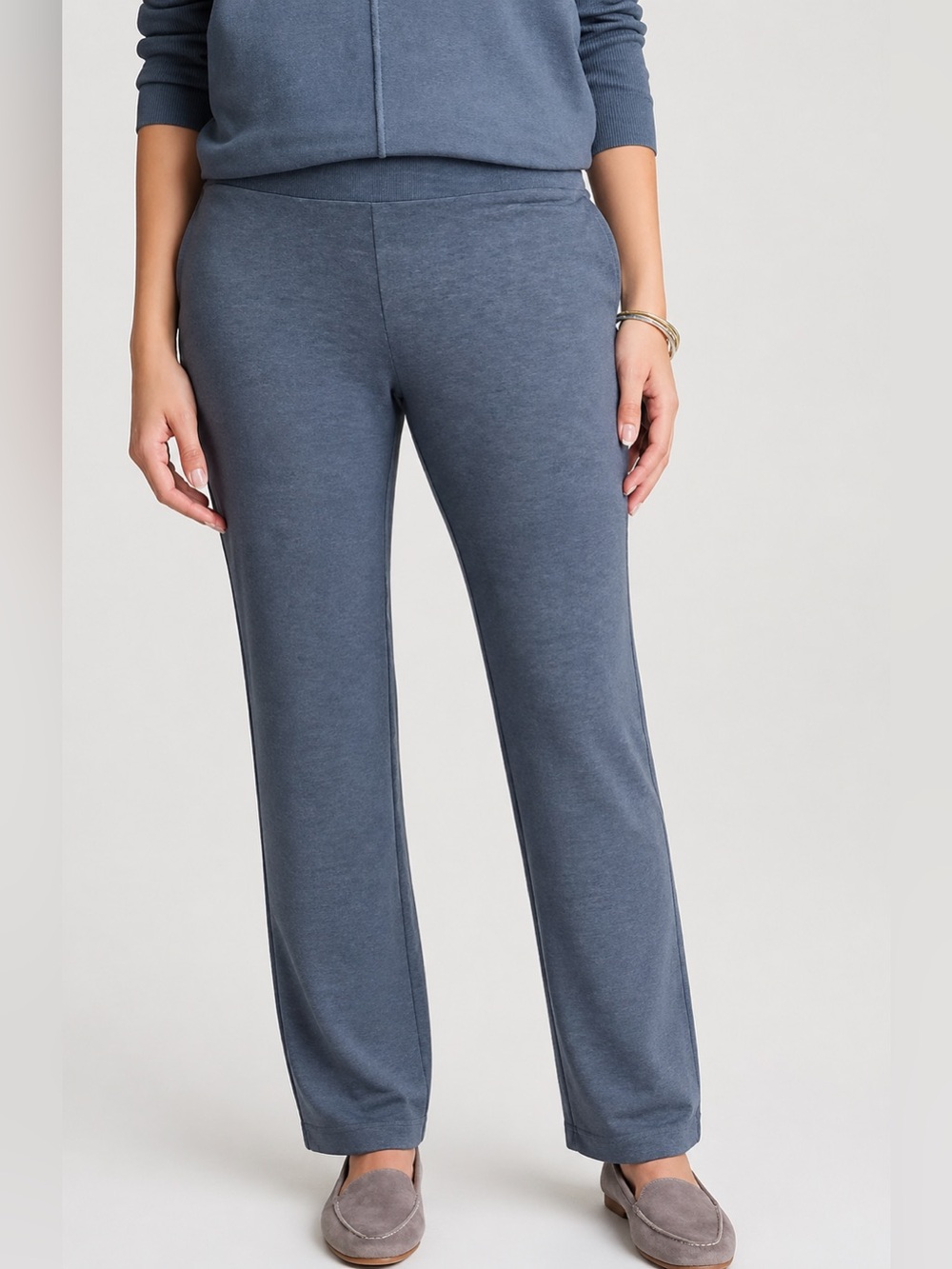 J. Jill Slim Leg Pull On Pants XL Pockets Blue Gray Stretch Minimalist Casual